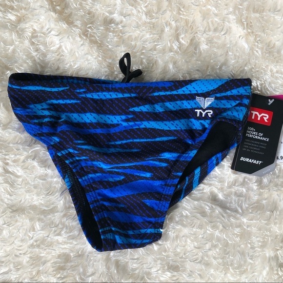 TYR Blue & Black Stripe Swimsuit Bottom